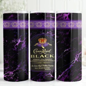 Crown Royal Whisky Gold Purple Marble Luxe Glam Adult 20oz Skinny Tumbler